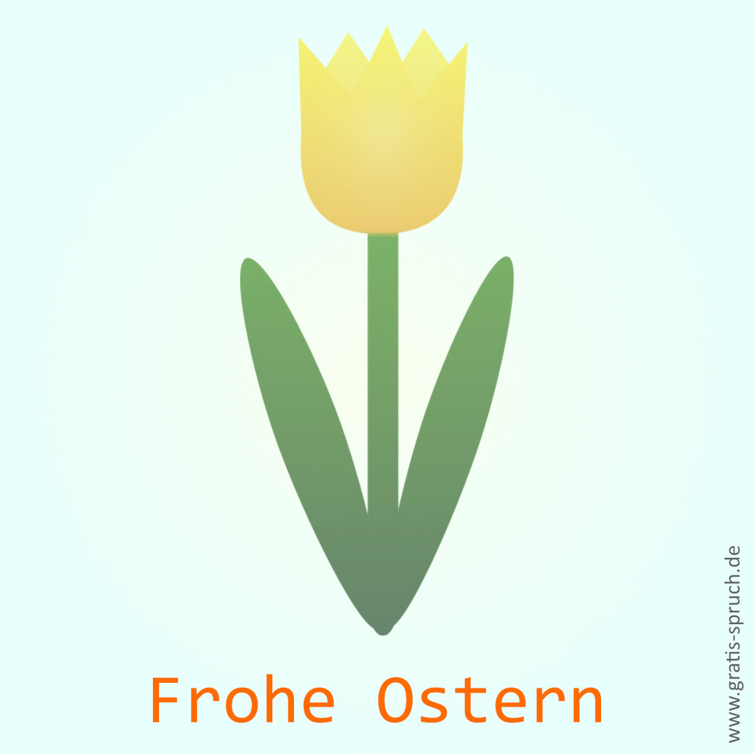 Glückwunschkarte mit einer gelben Tulpe zu Ostern.