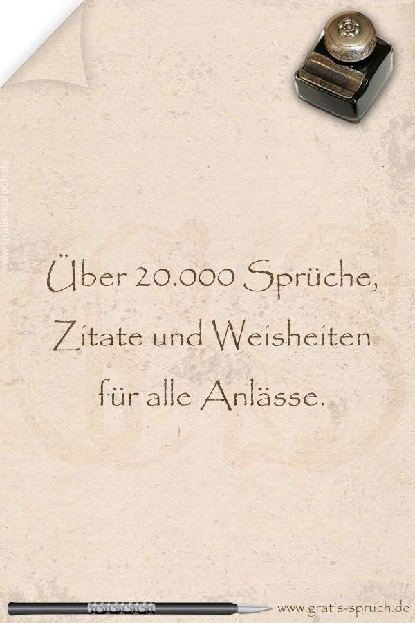 Grati-Spruch.de Plakat mit der Aufschrift 'Über 20.000 Sprüche, Weisheiten und Zitate für alle Anlässe'