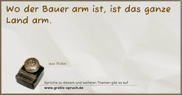 Spruch Visualisierung: Wo der Bauer arm ist, ist das ganze Land arm.