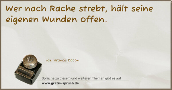 Spruch Visualisierung: Wer nach Rache strebt, hält seine eigenen Wunden offen.