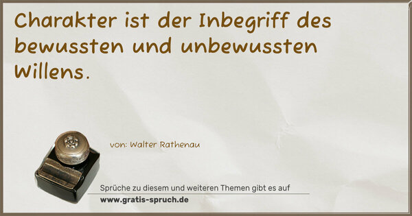 Spruch Visualisierung: Charakter ist der Inbegriff
des bewussten und unbewussten Willens.