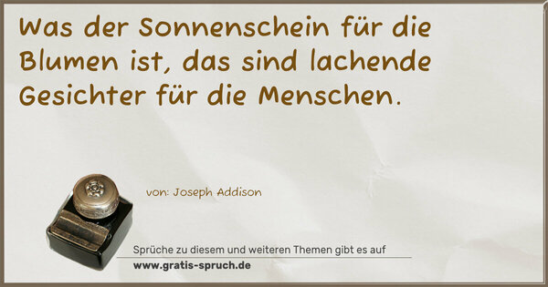 Spruch Visualisierung: Was der Sonnenschein für die Blumen ist,
das sind lachende Gesichter für die Menschen.