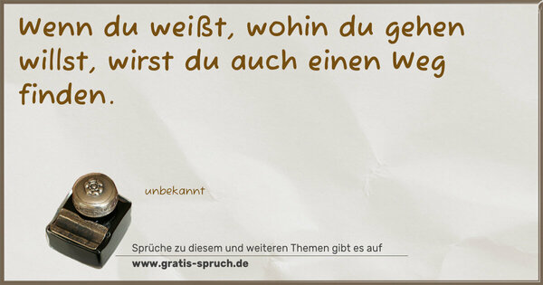 Spruch Visualisierung: Wenn du weißt, wohin du gehen willst,
wirst du auch einen Weg finden.