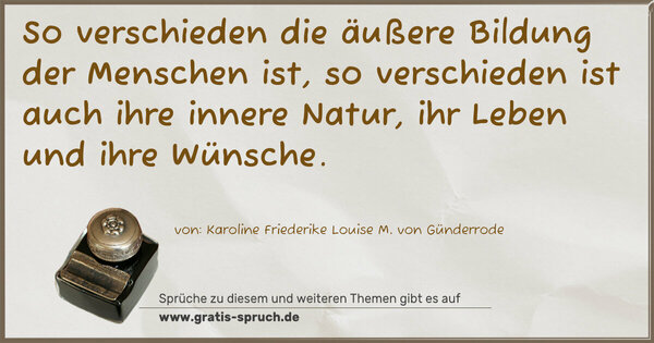 Spruch Visualisierung: So verschieden die äußere Bildung der Menschen ist,
so verschieden ist auch ihre innere Natur,
ihr Leben und ihre Wünsche.