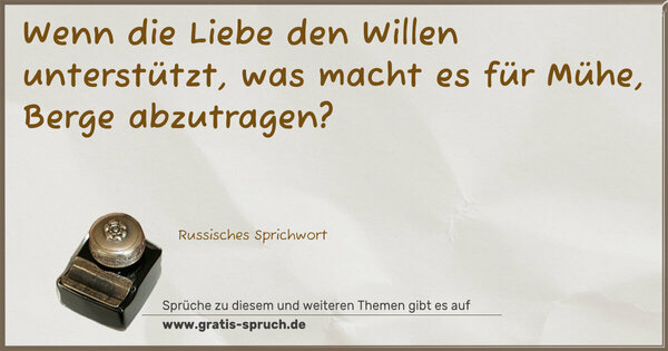 Spruch Visualisierung: Wenn die Liebe den Willen unterstützt,
was macht es für Mühe, Berge abzutragen?