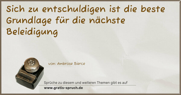 Spruch Visualisierung: Sich zu entschuldigen ist die beste Grundlage
für die nächste Beleidigung