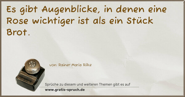 Spruch Visualisierung: Es gibt Augenblicke,
in denen eine Rose wichtiger ist als ein Stück Brot.