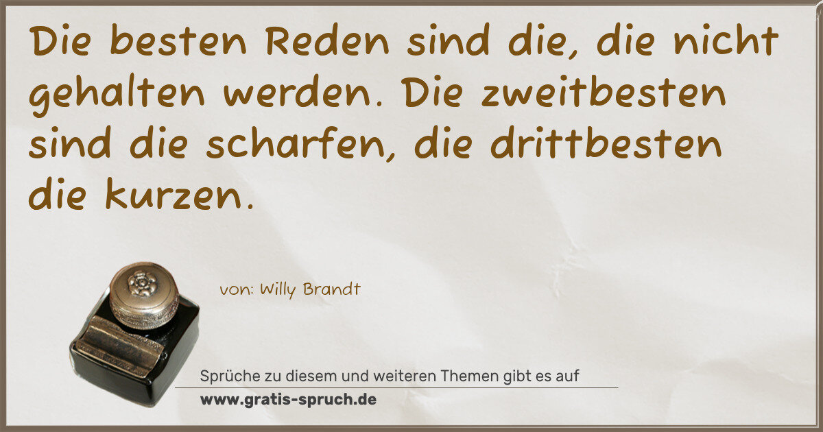 Spruchbild: Die besten Reden sind die, die nicht gehalten werden. Die zweitbesten sind die scharfen, d …
