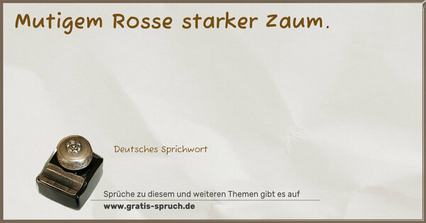 Spruch Visualisierung: Mutigem Rosse starker Zaum.