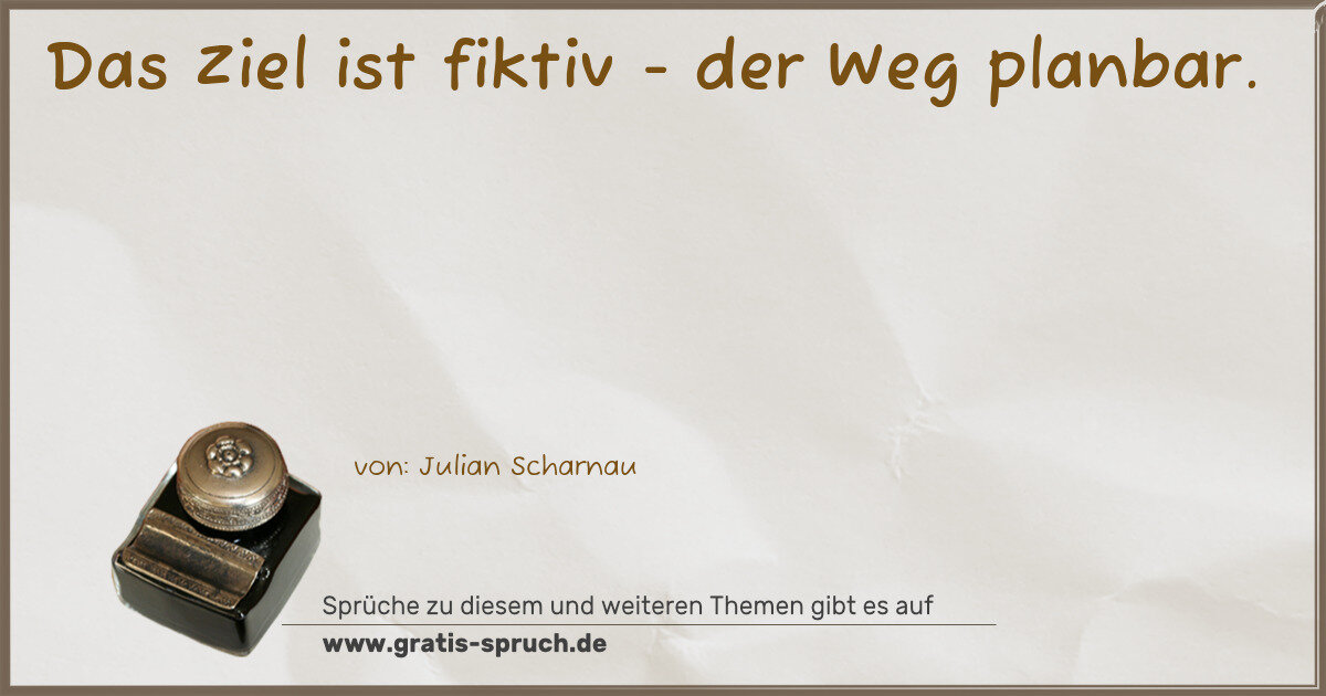 Spruchbild: Das Ziel ist fiktiv - der Weg planbar.
