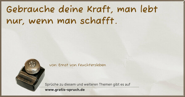 Spruch Visualisierung: Gebrauche deine Kraft,
man lebt nur, wenn man schafft.