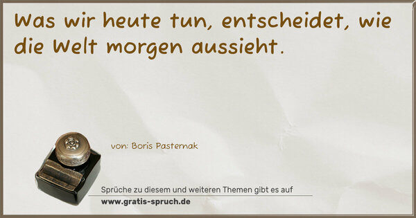 Spruch Visualisierung: Was wir heute tun, entscheidet,
wie die Welt morgen aussieht.