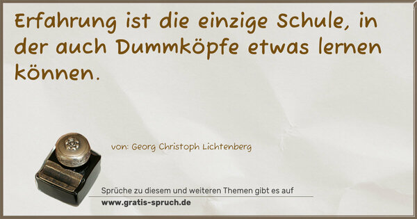 Spruch Visualisierung: Erfahrung ist die einzige Schule,
in der auch Dummköpfe etwas lernen können.