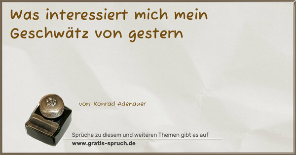 Spruch Visualisierung: Was interessiert mich mein Geschwätz von gestern