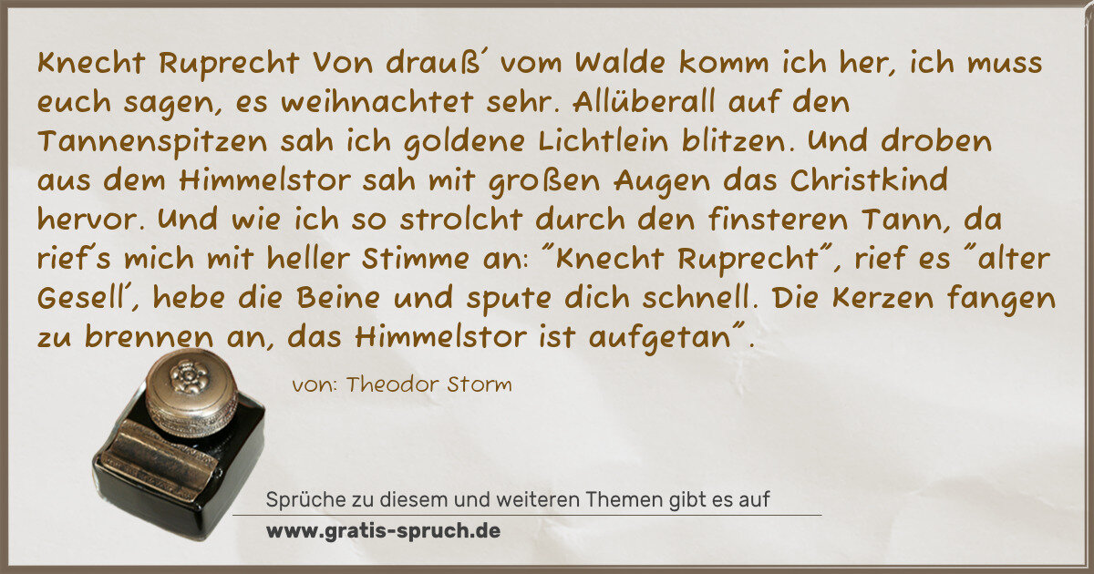 Spruchbild: Knecht Ruprecht Von drauß' vom Walde komm ich her, ich muss euch sagen, es weihnachtet se …