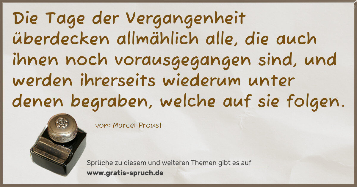 Spruchbild: Die Tage der Vergangenheit überdecken allmählich alle, die auch ihnen noch vorausgegangen …