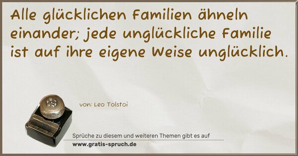 Spruch Visualisierung: Alle glücklichen Familien ähneln einander;
jede unglückliche Familie
ist auf ihre eigene Weise unglücklich.