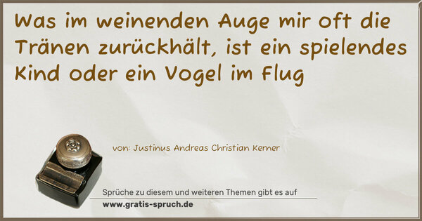 Spruch Visualisierung: Was im weinenden Auge mir oft die Tränen zurückhält,
ist ein spielendes Kind oder ein Vogel im Flug