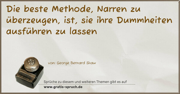 Spruch Visualisierung: Die beste Methode, Narren zu überzeugen, ist,
sie ihre Dummheiten ausführen zu lassen