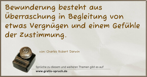 Spruch Visualisierung: Bewunderung besteht aus Überraschung in Begleitung von etwas Vergnügen und einem Gefühle der Zustimmung.