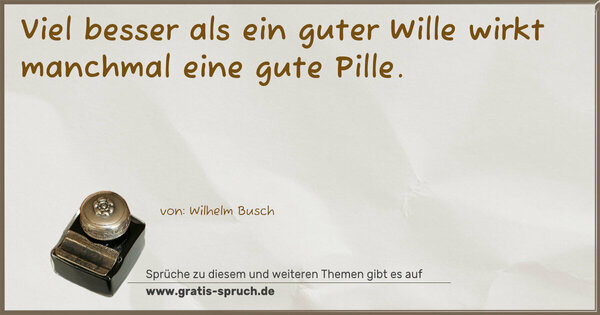 Spruch Visualisierung: Viel besser als ein guter Wille
wirkt manchmal eine gute Pille.