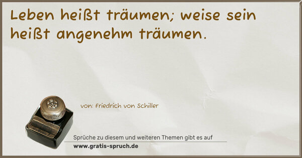 Spruch Visualisierung: Leben heißt träumen; weise sein heißt angenehm träumen.