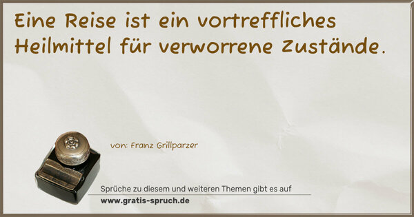 Spruch Visualisierung: Eine Reise ist ein vortreffliches Heilmittel für verworrene Zustände. 
