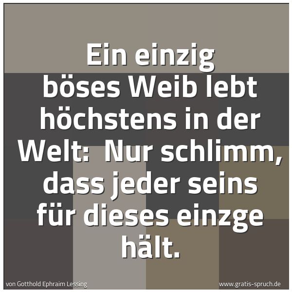 Quadratisches Spruchbild: Ein einzig böses Weib lebt höchstens in der Welt: Nur schlimm, dass jeder seins für diese …