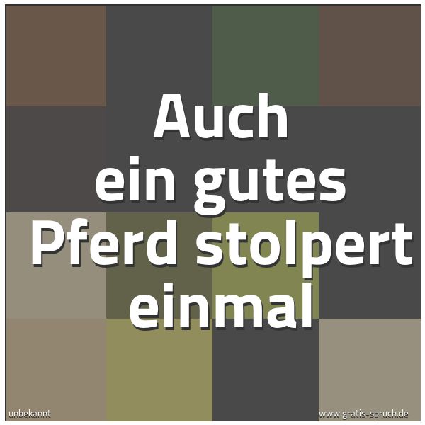 Quadratisches Spruchbild: Auch ein gutes Pferd stolpert einmal
