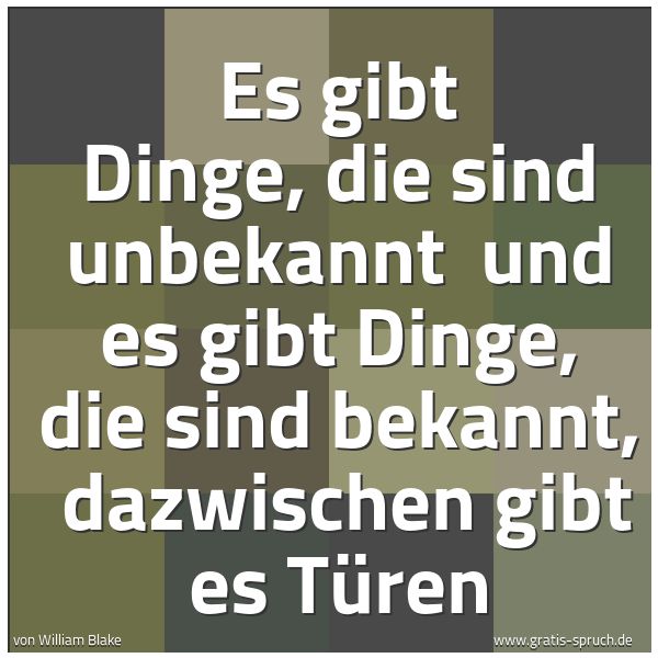 Quadratisches Spruchbild: Es gibt Dinge, die sind unbekannt und es gibt Dinge, die sind bekannt, dazwischen gibt e …