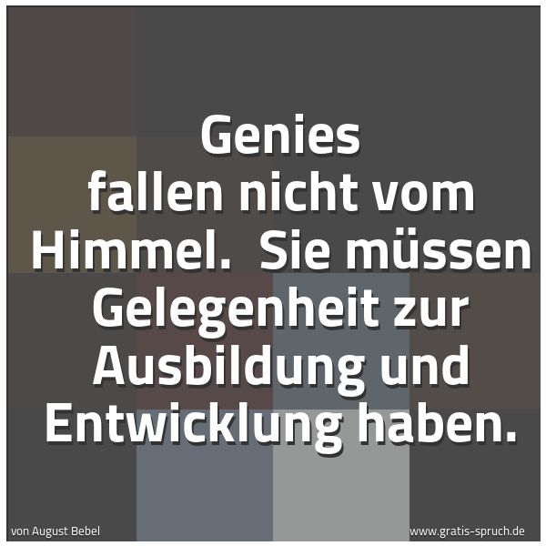 Quadratisches Spruchbild: Genies fallen nicht vom Himmel. Sie müssen Gelegenheit zur Ausbildung und Entwicklung hab …