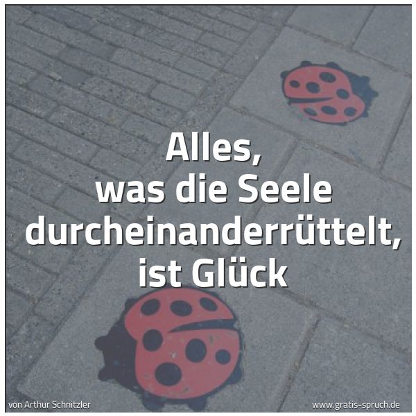 Quadratisches Spruchbild: Alles, was die Seele durcheinanderrüttelt, ist Glück