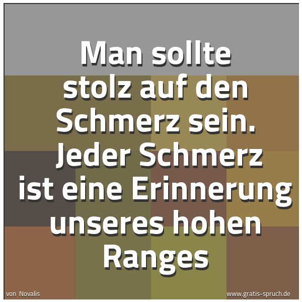 Quadratisches Spruchbild: Man sollte stolz auf den Schmerz sein. Jeder Schmerz ist eine Erinnerung unseres hohen Ra …