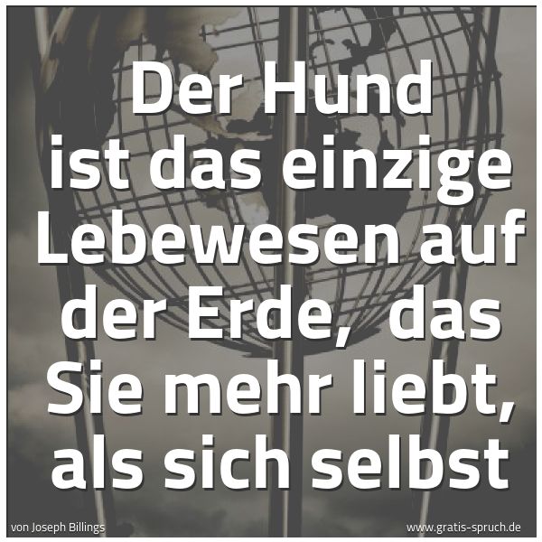 Quadratisches Spruchbild: Der Hund ist das einzige Lebewesen auf der Erde,  das Sie mehr liebt, als sich selbst