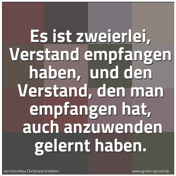 Quadratisches Spruchbild: Es ist zweierlei, Verstand empfangen haben,  und den Verstand, den man empfangen hat,  auc …