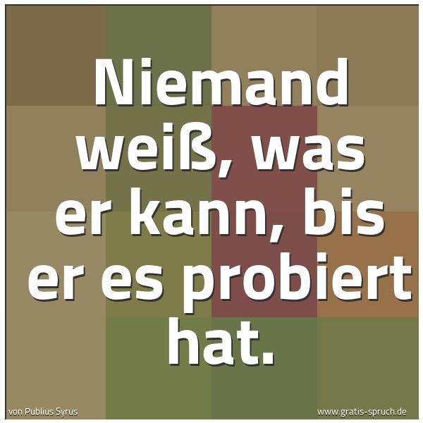 Quadratisches Spruchbild: Niemand weiß, was er kann, bis er es probiert hat.