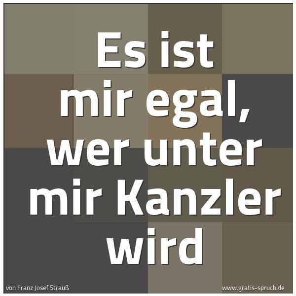 Quadratisches Spruchbild: Es ist mir egal, wer unter mir Kanzler wird