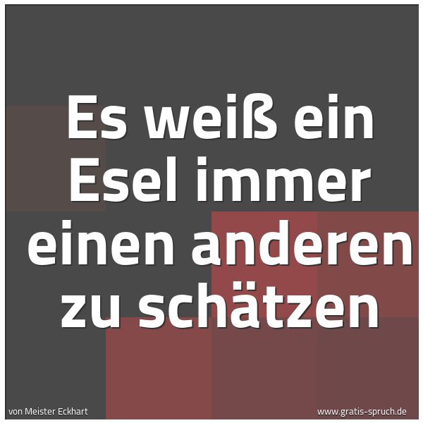Quadratisches Spruchbild: Es weiß ein Esel immer einen anderen zu schätzen