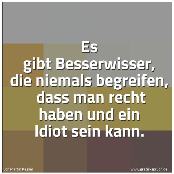 Quadratisches Spruchbild: Es gibt Besserwisser, die niemals begreifen, dass man recht haben und ein Idiot sein kann …
