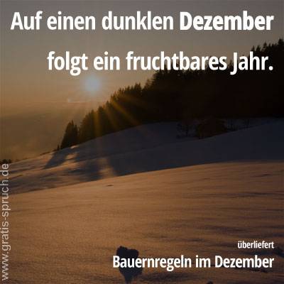 Auf einen dunklen Dezember folgt ein fruchtbares Jahr.