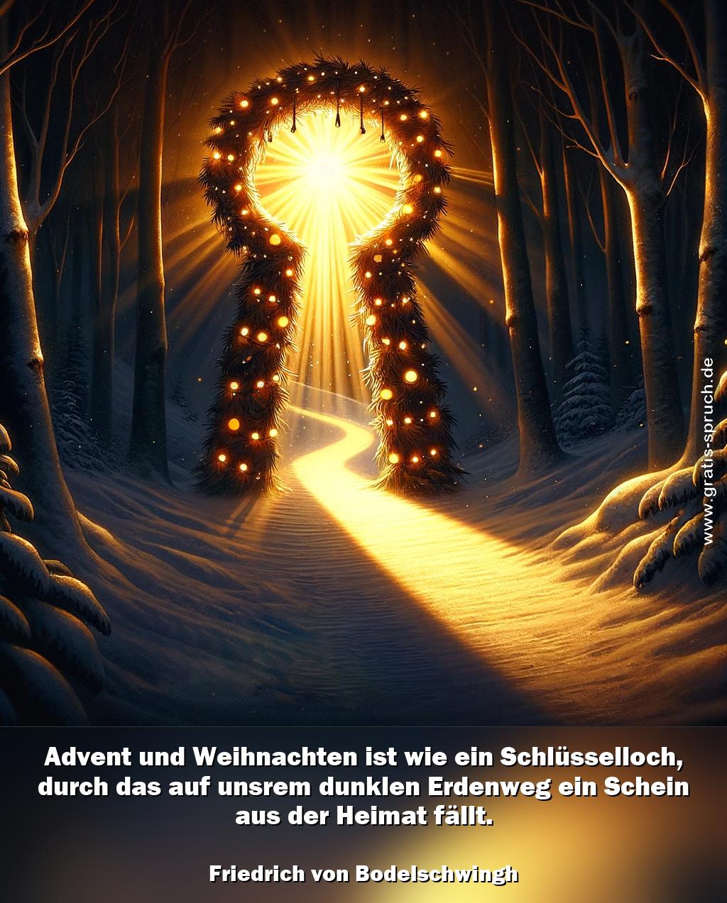 Spruchbild: Advent und Weihnachten ist wie ein Schlüsselloch