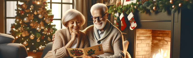 Visualisierung des Spruchs 'Für Oma und Opa, die die wertvollsten Schätze unserer Kindheit sind: Frohe Weihnachten und die besten Wünsche!'