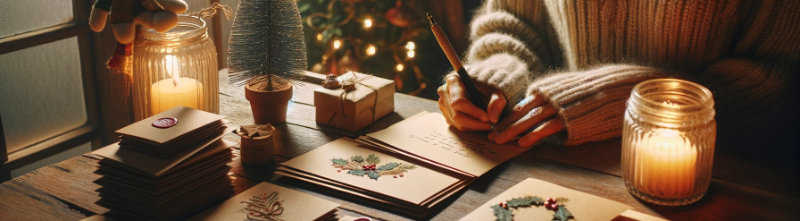 Visualisierung des Spruchs 'Möge die Weihnachtszeit dir Frieden und Glück bringen. Von Herzen: Frohe Feiertage!'